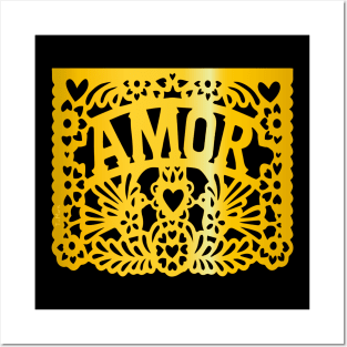 Yellow AMOR mexican deco Posters and Art